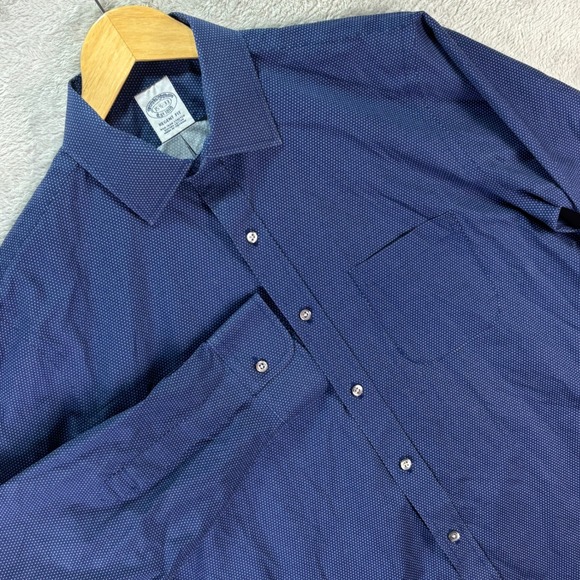 Brooks Brothers Men's Dress Shirt Navy Polka Dot Regent Fit Supima Cotton 15.5 - Picture 1 of 7